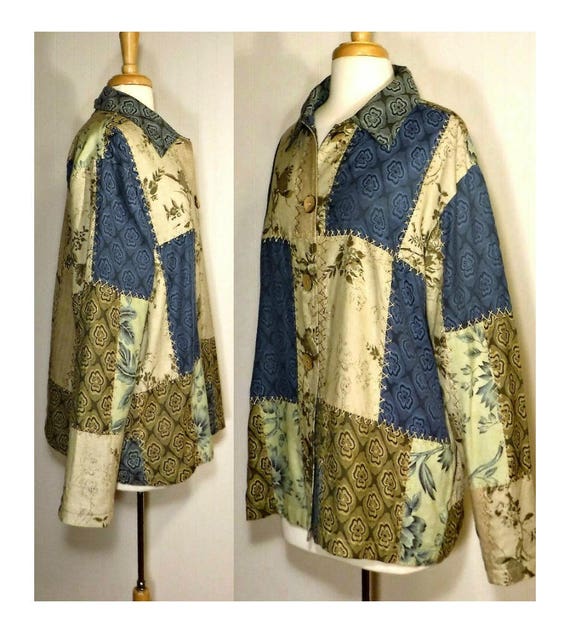 Vintage Patchwork Jacket- Women's Coat- Patchwork… - image 5