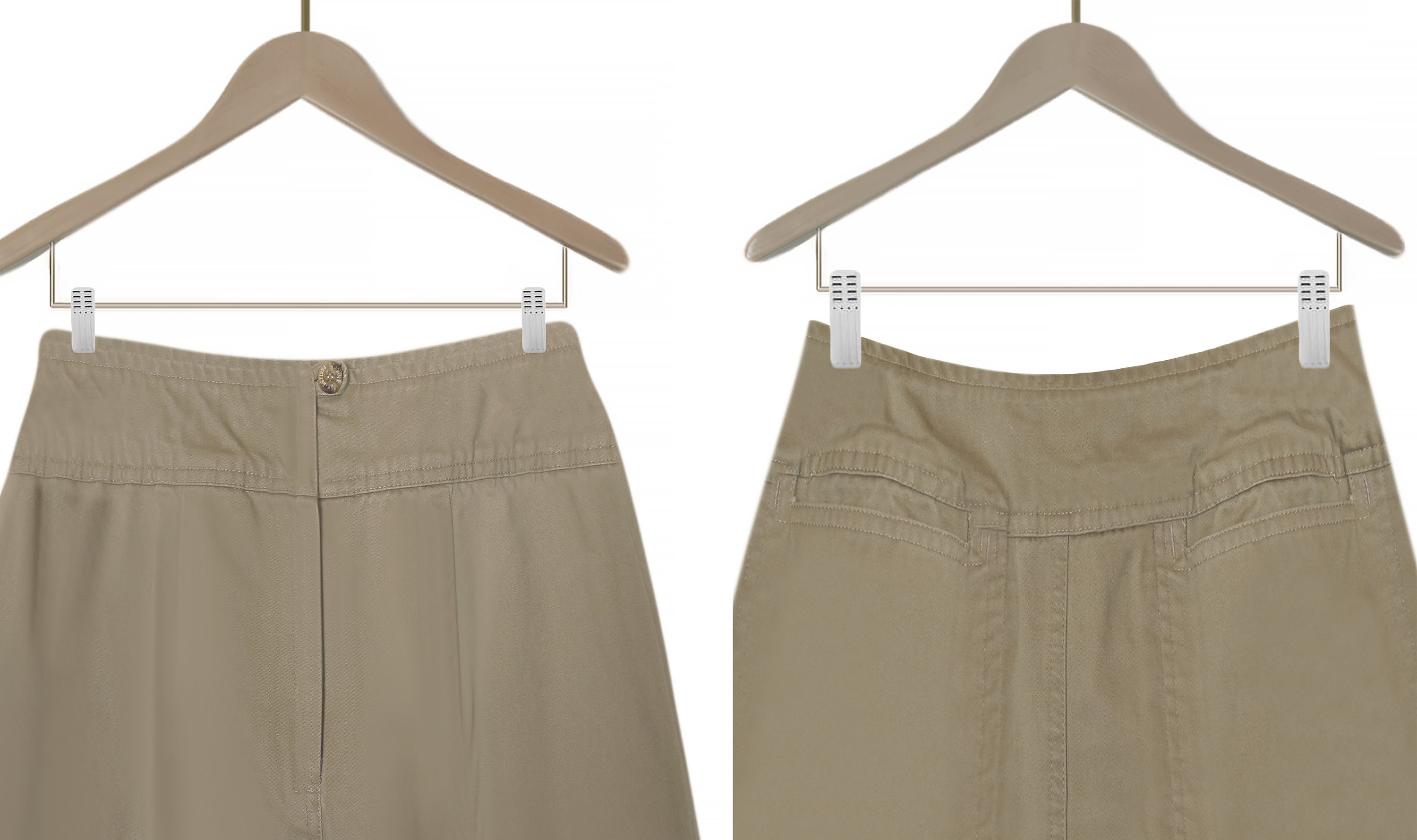 Women's Khaki Skirt- Cargo Skirt- High Waisted Skirt- Beige