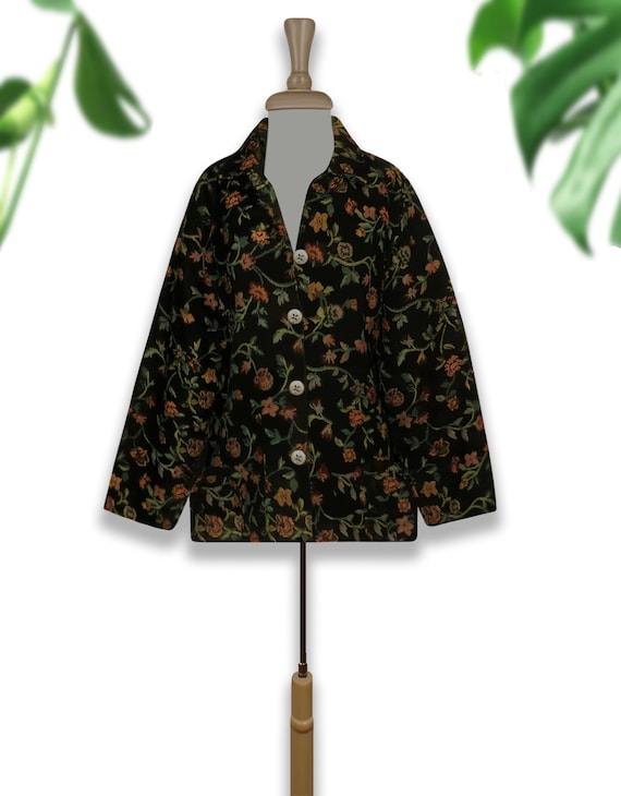 Vintage Tapestry Jacket- Tapestry Coat- Floral Ja… - image 2