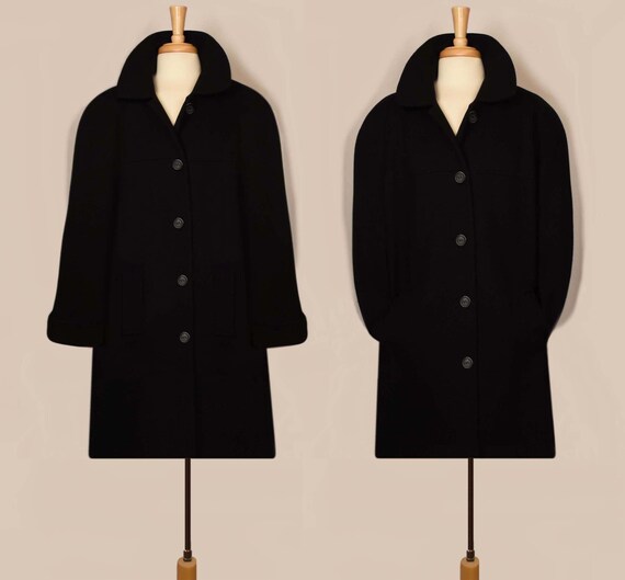 90s Cabin Creek Coat- Oversized Wool Black Coat- … - image 4