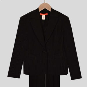 Anne Klein Pantsuit- Womens Black Pantsuit- Black Blazer and Pants Set- Womens Tall Pant Suit- Anne Klein Black Pant Suit- Size 8 10 Tall