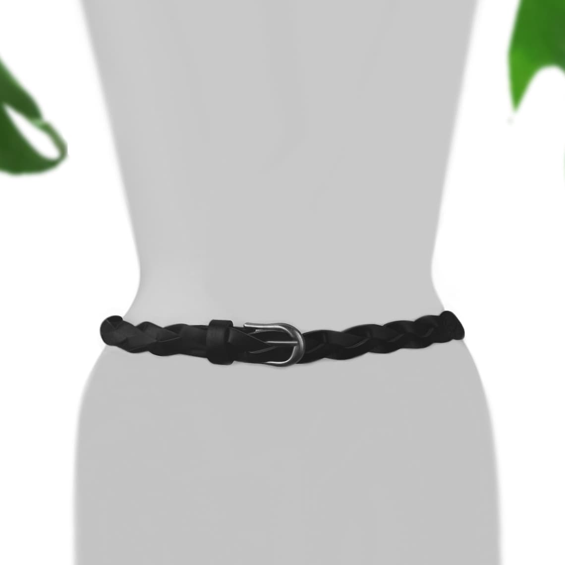 Womens Skinny Belt Leather Skinny Belt Braided Belt Black Leather Belt Black Belt Silver Buckle