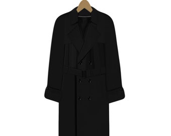 Mens Military Coat- Mens Trench Coat- Black Trench Coat- Army Coat- Black Military Coat- Military Trench Coat- Mens Long Coat- Mens Raincoat