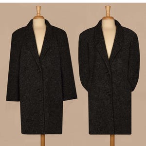 Womens Tweed Jacket- Black Tweed Jacket- Wool Blend Tweed Coat- Vintage Tweed Jacket- Plus Size Tweed Coat- Oversized Tweed Jacket- 2x Coat