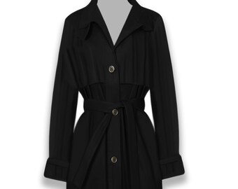 London Fog Black Trench Coat- London Fog Womens Midi Length Trench