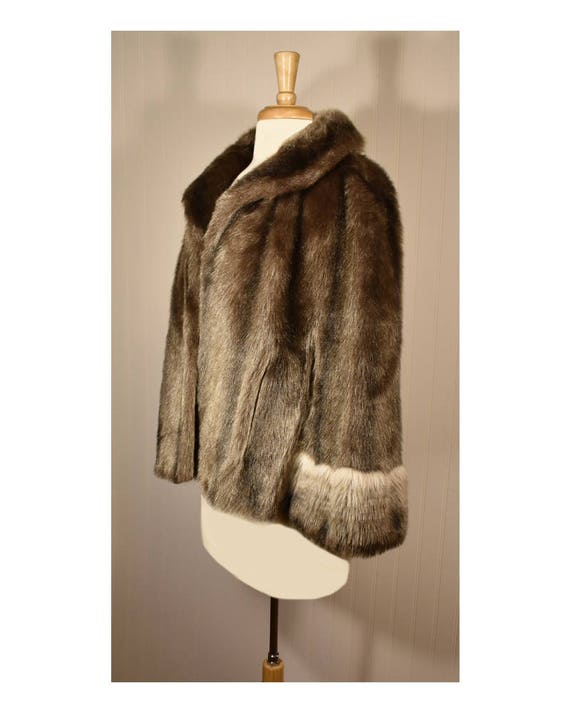 Vintage Faux Fur Cape- Fur Cape- Faux Fur Jacket-… - image 3