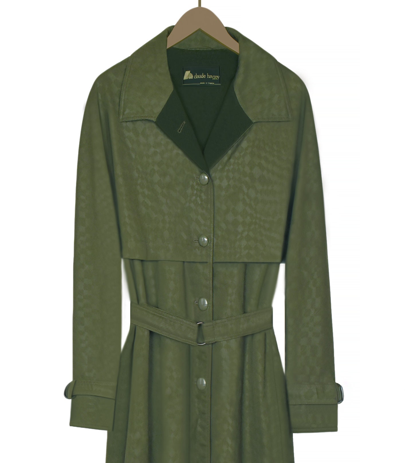 Claude Havrey Trench Coat- Womens French Trench Coat- Olive Green 