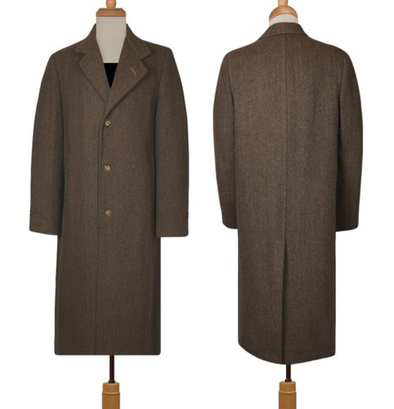 1940s Coat Mens Mens Vintage Coat Vintage Wool Coat Men's Long Coat Winter Coat Long Wool Coat Overcoat Men Brown Vintage Overcoat image 6