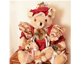 Teddy Bear- Girls Stuffed Animal- Kids Teddy Bear- Stuffed Animal- Stuffed Bear- Girls Doll- Vintage Doll- Girls Room Decor- Room Decoration