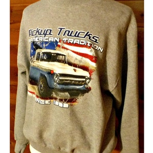 Mens Sweatshirt Sweatshirt Trucker Trucking Truck Shirt American Flag Trucking Shirt Pickup Trucks Printed Shirt Custom Sweatshirt image 2