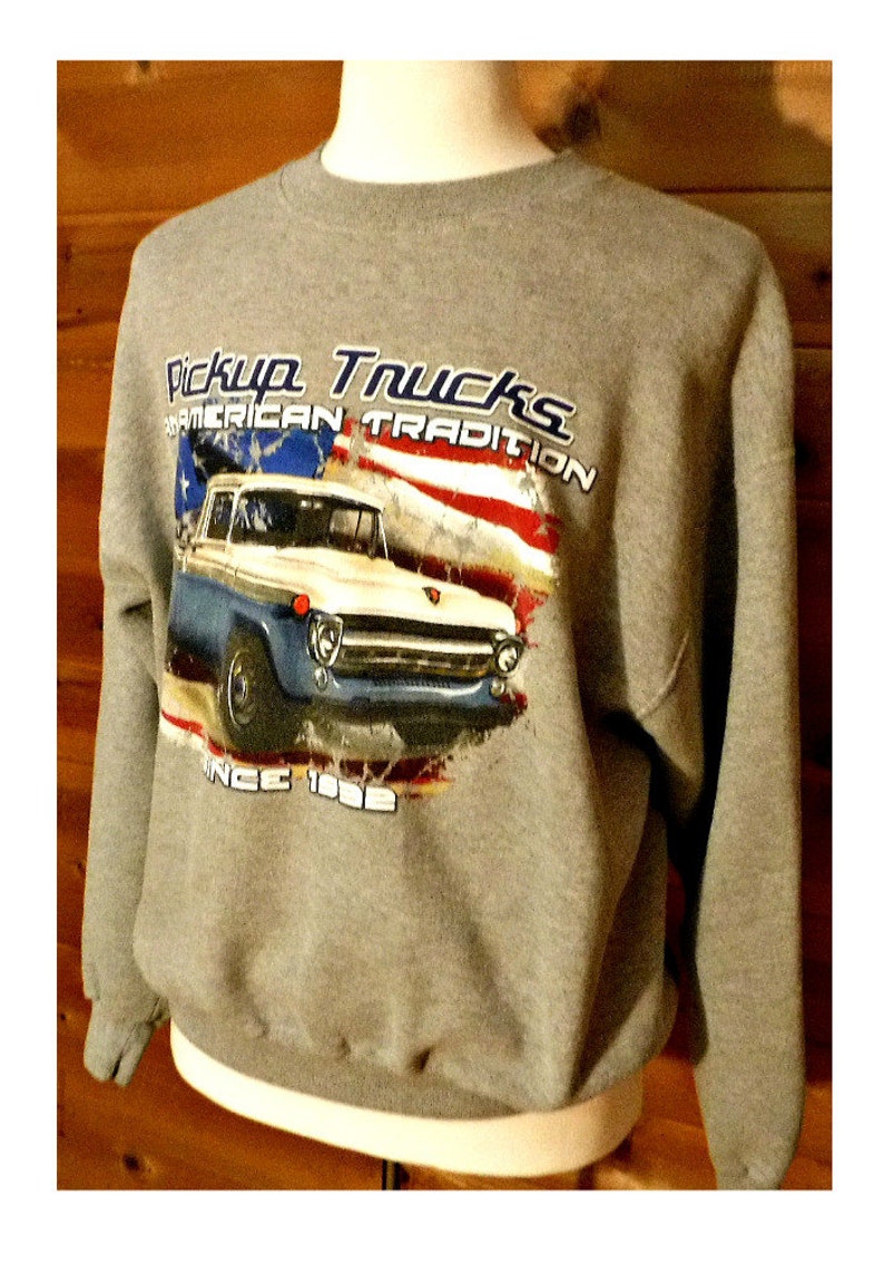 Mens Sweatshirt Sweatshirt Trucker Trucking Truck Shirt American Flag Trucking Shirt Pickup Trucks Printed Shirt Custom Sweatshirt image 2
