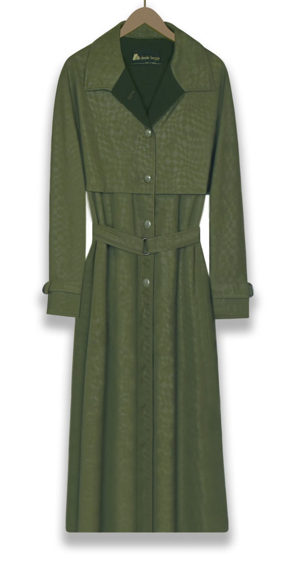 Vintage Trench Coat- Maxi Coat- Long Green Coat- … - image 5