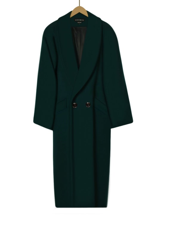 Women S Wool Coat Maxi Coat Long Coat Dark Green Coat Etsy