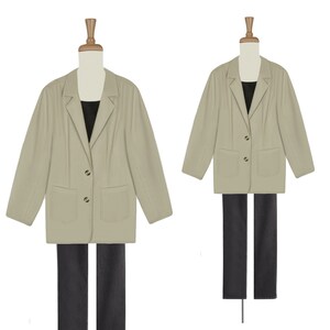 Women&#39;s Jacket- Denim Jacket- Denim Blazer- Beige Blazer- Cotton Jacket- Denim Coat- Beige Jacket- Vintage Denim Jacket- Women&#39;s Coat | M
