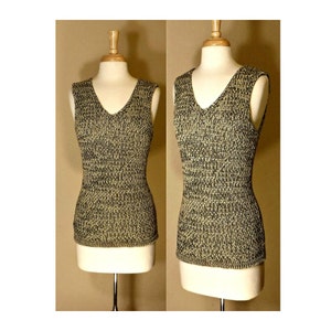 Women Tank Top- Sleeveless Sweater- Knit Tank Top- Knit Cotton Top- Beige Tank Top- Summer Sweater- Sleeveless Tank Top- Deep V Neck Sweater