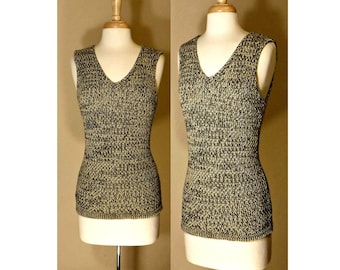 Camiseta sin mangas para mujer- Suéter sin mangas- Camiseta sin mangas de punto- Camiseta de algodón de punto- Camiseta sin mangas sin mangas- Suéter de verano - Camiseta sin mangas - Suéter de cuello en V profunda