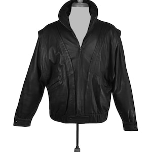 Vere Pelle Leather Jacket- Italian Leather Jacket- Made in Italy Leather Jacket- Black Leather Motorcycle Jacket- Mens Black Leather Coat