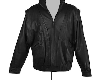 Vintage Sally & John Soft Black Leather Motorcycle Zip up Leather