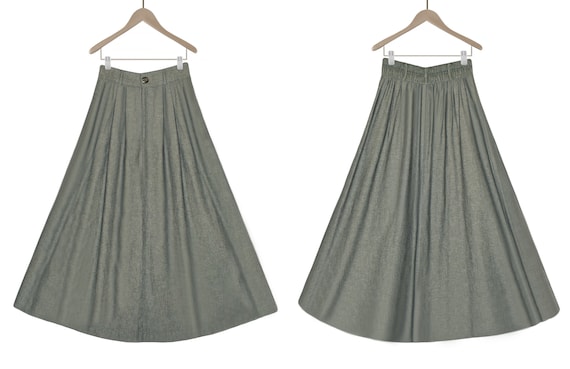 Women's Midi Skirt- Long Grey Skirt- Cotton Midi … - image 7