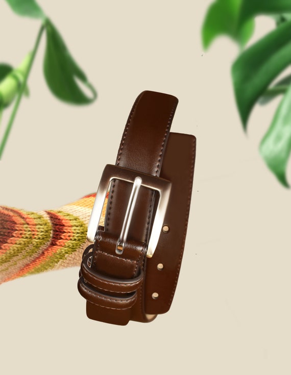 Brown Leather Belt- Brown Belt- Leather Belt- Sil… - image 5