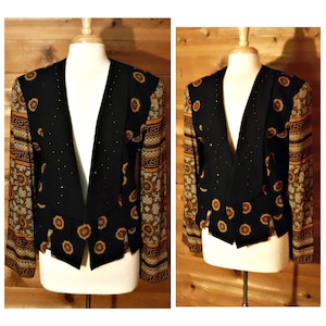 Damenjacke- Bolero-Jacke- Boho-Jacke- Cropped-Jacke- Perlen-Mandala-Jacke- Kurze Jacke- Ethno Boho Perlenjacke- Hippie Chic