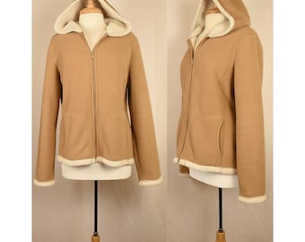 Womens Hoodie- Sherpa Hoodie- Fleece Hoodie- Hooded Sherpa- Zipper Hoodie- Fleece Jacket- Fleece Zip Up Hoodie- Sherpa Lined Hoodie Jacket L