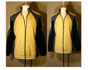 Men's Nike Jacket- Windbreaker- Athletic Jacket- Track Jacket- Workout Jacket- Gym Jacket- Sports Jacket- Zipper Jacket- Yellow Jacket Men