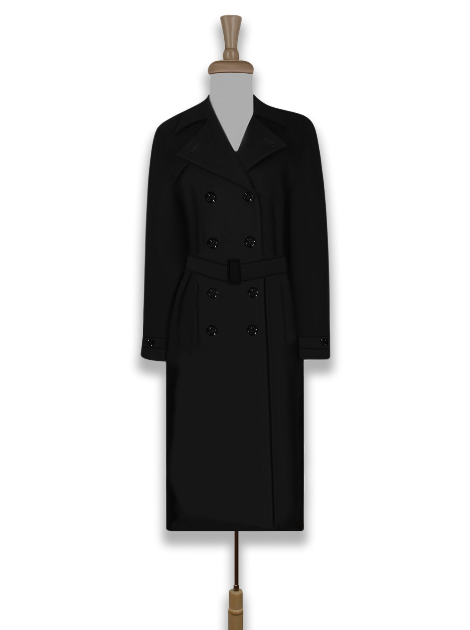 Women's Trench Coat Black Trench Coat Winter Coat Black Etsy