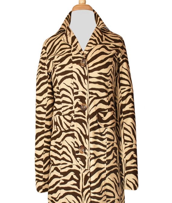 Vintage Animal Print Coat- Zebra Print- Long Coat… - image 3