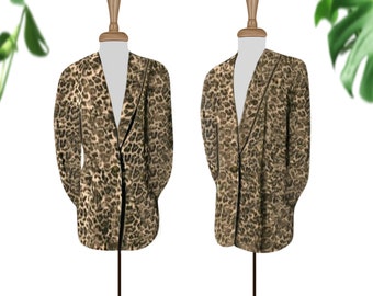 Calvin Klein Leopard Print Mantel - Damen Leopard Print Blazer - Calvin Klein Geparden Jacke - Animal Print Blazer - Calvin Klein Leopard Blazer