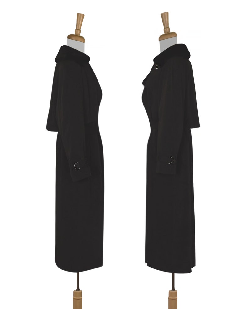 Womens Black Coat Long Black Coat Trench Coat Winter Coat Etsy