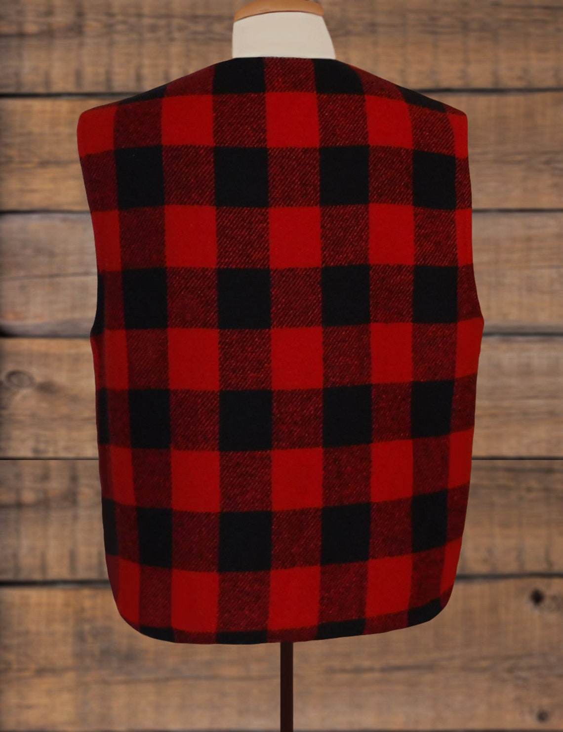 Men's Buffalo Plaid Vest Lumberjack Vest Southwest Vest Camping Fishing