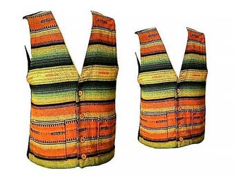 Men's Vest- Nepal Vest- Indian Vest- Ethnic Hippie Vest- Woven Bohemian Vest- Indian Artisan Vest- Boho Vest- Aha Clothes | made in Nepal L