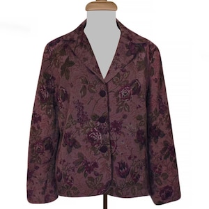 Dress Barn Jacke- Floral Gobelin Jacke- Vintage Gobelin Jacke- Dress Barn Plus Size Jacke- Floral Mantel- Lila Gobelin Jacke- Gr 16