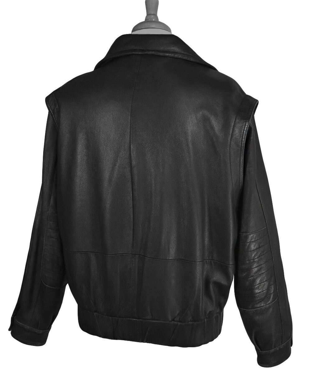 RARE Leather Jacket Men Black Leather Jacket Riding Jacket Motorcycle