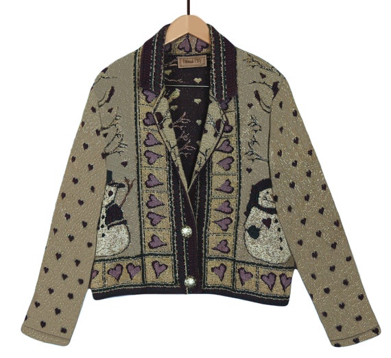 Tapestry Jacket Tapestry Coat Cotton Jacket Woven Jacket Winter Jacket Winter Coat Cropped Jacket Boho Jacket Snowman Jacket L Etsy UK