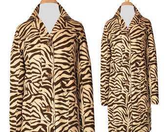 Women's Animal Print Coat- Long Leopard Print Coat- Cheetah Coat- Zebra Stripe Coat- Animal Print Jacket- Kathy Landau Petite Leopard Coat