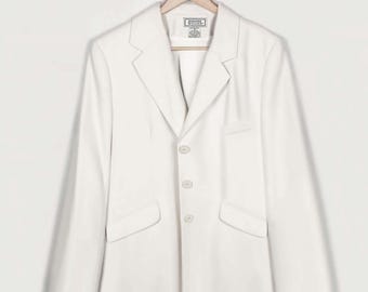 Womens White Wool Jacket- Vintage White Wool Coat- Jennifer Moore Jacket- Elegant White Wool Jacket- Formal White Jacket White Coat Size 16