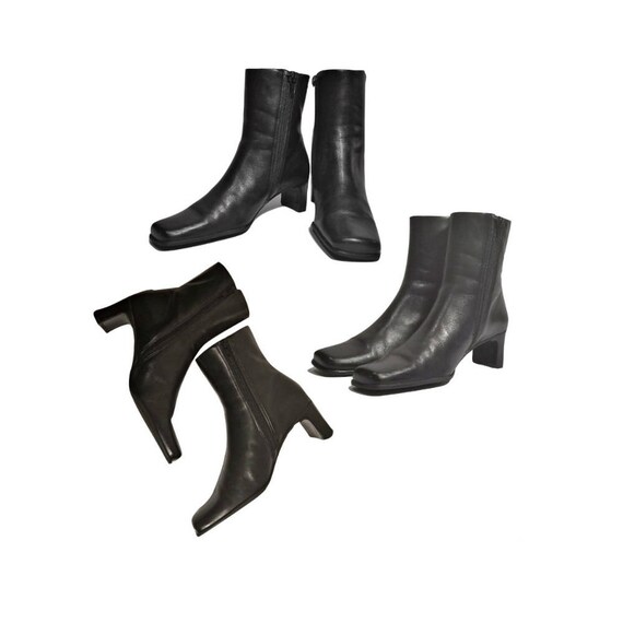 Women's boots, ankle boots, black boots, leather b