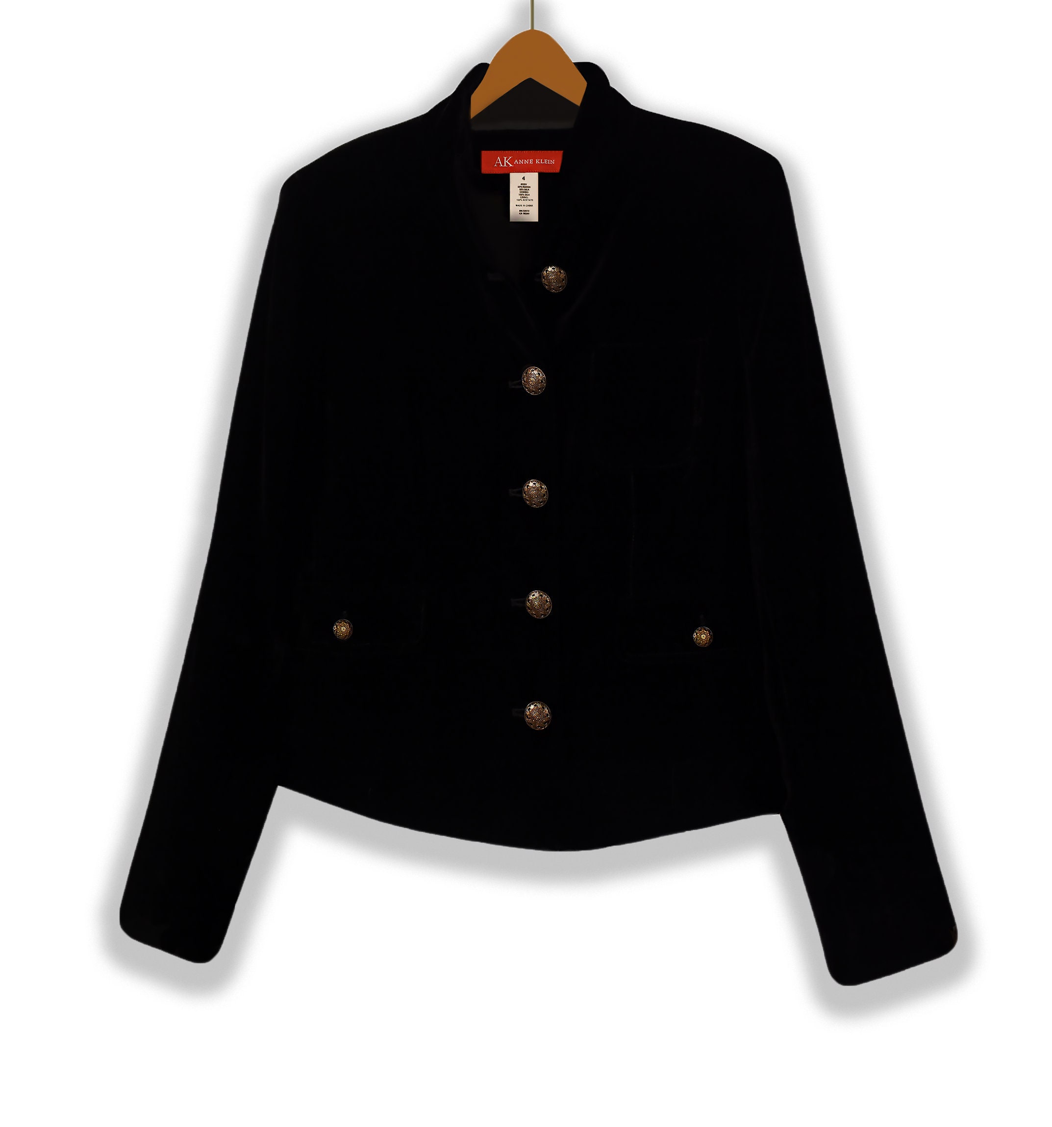 Women's Black Jacket- Black Velvet Jacket- Cropped Jacket- Velvet Jacket- Black Short Jacket - Black Cropped Jacket- Short Jacket Anne Klein