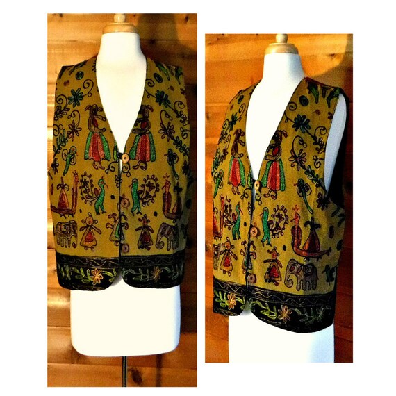 Boho Vest- Embroidered Vest- Womens Vest- Ethnic V