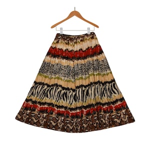 Womens Long Boho Skirt- Long Skirt- Maxi Skirt- Leopard Print Skirt- Tribal Skirt- Animal Print- Hippie Skirt- Peasant- Festival- Bohemian