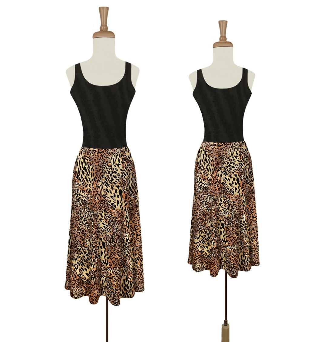 Animal Print Skirt Women s Leopard Print Midi Skirt with Elastic Waist