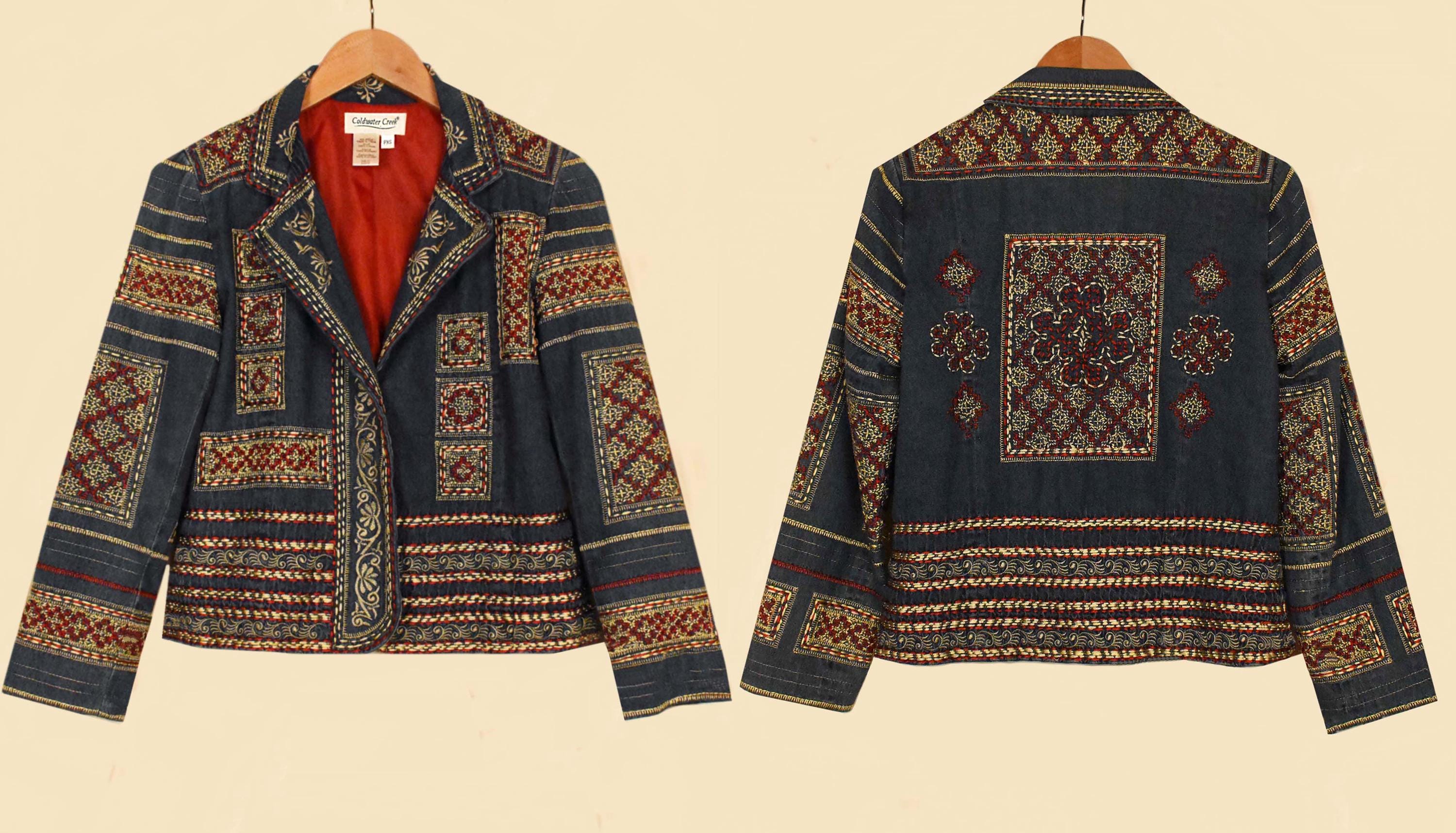 Coldwater Creek Jacket- Embroidered Jean Jacket- Petite Jean
