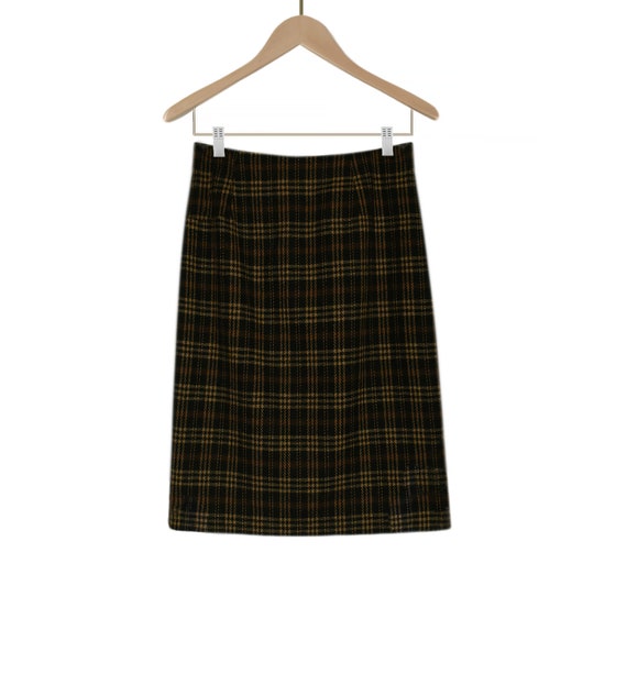 Womens Wool Skirt- Brown Plaid Skirt- Short Wool … - image 4