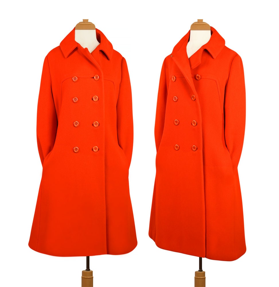 Womens Vintage Coat Long Coat Pea Coat Winter Coat Red - Etsy
