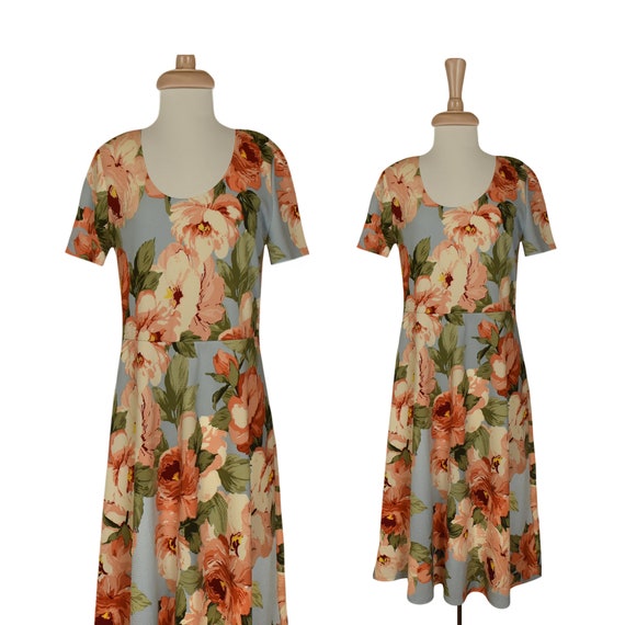 Women's Floral Dress- Midi Dress- Vintage Floral D