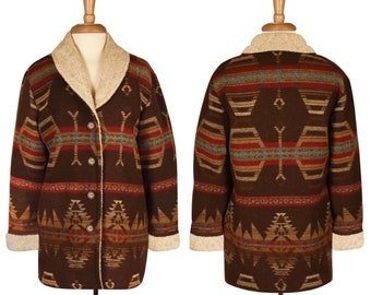 Chaqueta tribal para mujer - Chaqueta con estampado tribal - Chaqueta nativa americana - Chaqueta Coldwater Creek - Chaqueta india - Chaqueta con estampado del suroeste