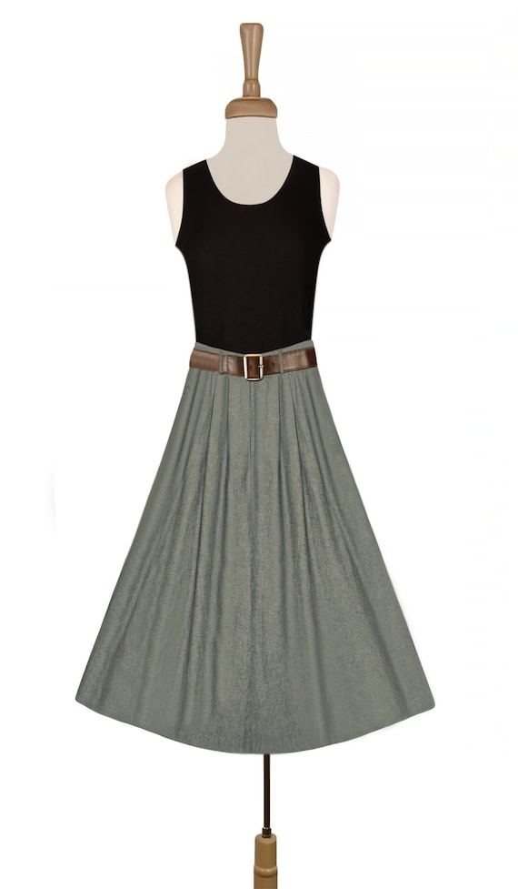 Women's Midi Skirt- Long Grey Skirt- Cotton Midi … - image 2
