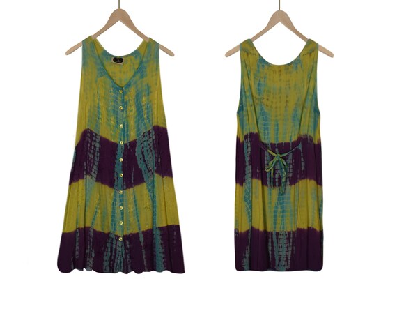 Vintage Boho Hippie Dress- Embroidered Dress- Tan… - image 4